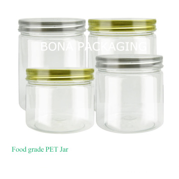 Wholesale Food Grade Clear Pet Jar with Aluminum Cap